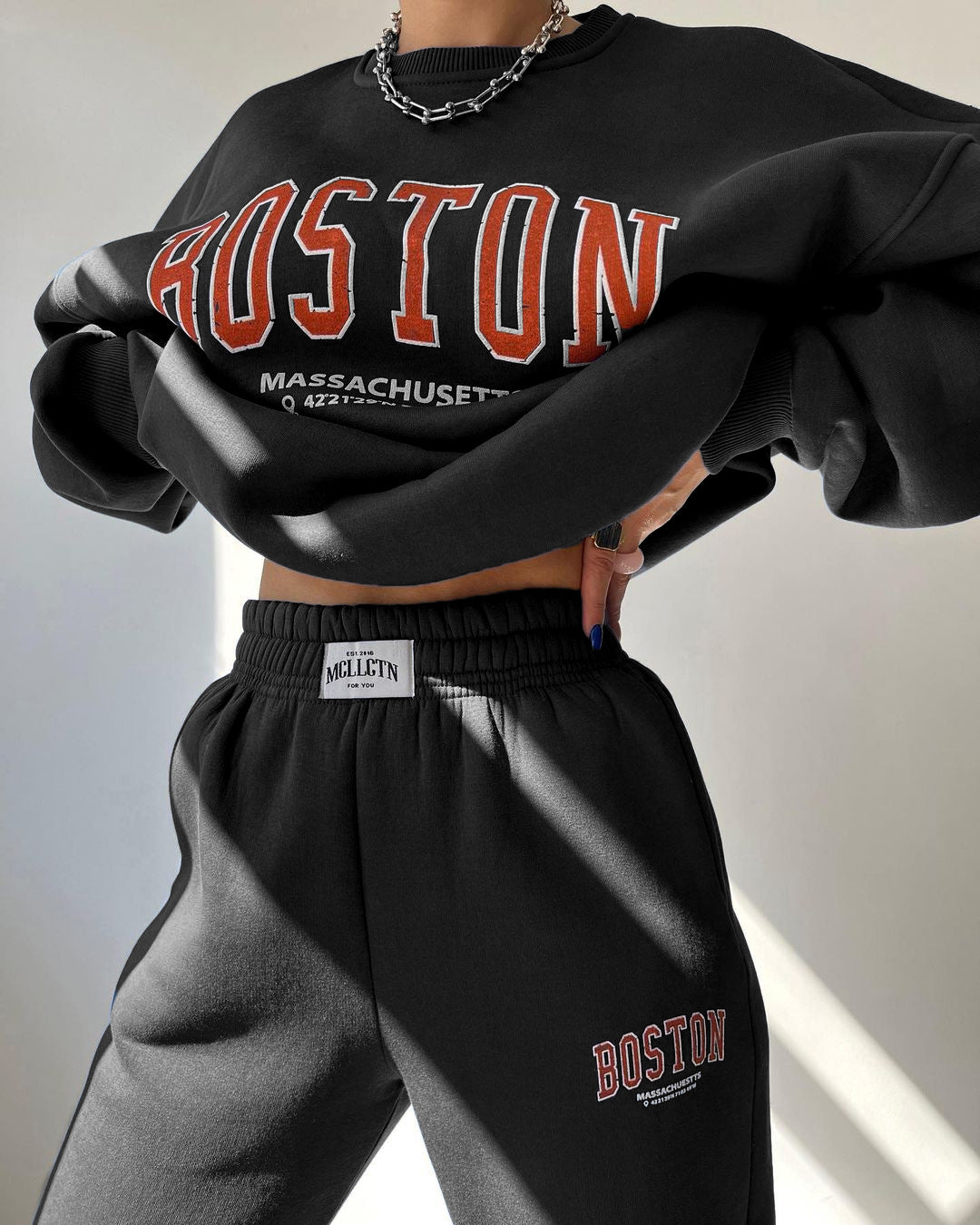 Damen lässiger Sweatshirt und Jogginghosen Set Drune