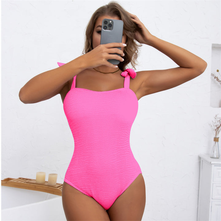 Damen Einteiler Badeanzug mit verspieltem Schleifen-Design und figurformendem Schnitt Drune