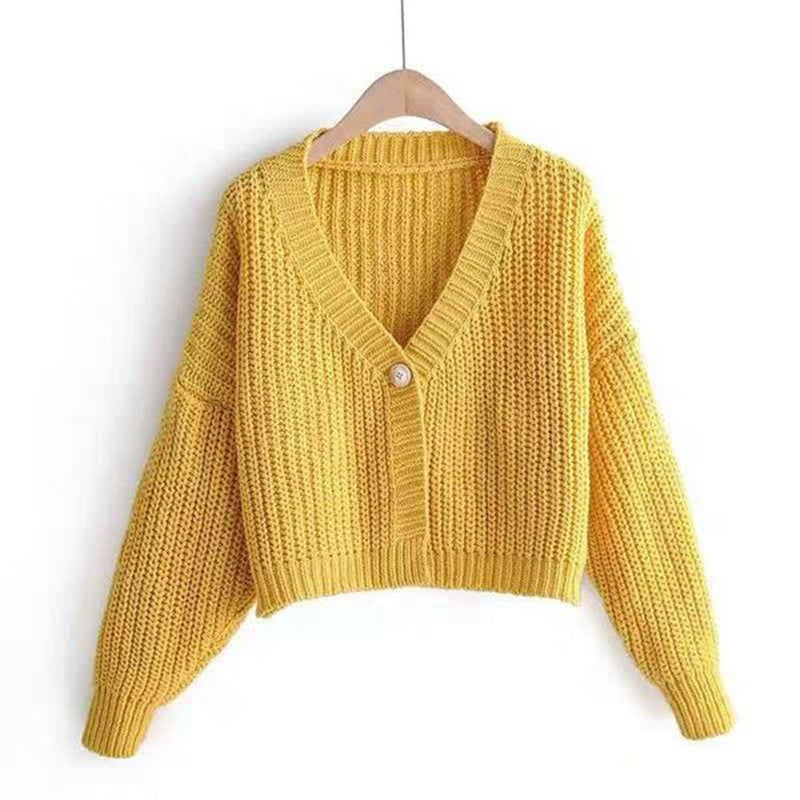 Damen Grob gestrickte Cardigan mit tiefem V-Ausschnitt und lockerer Passform Drune