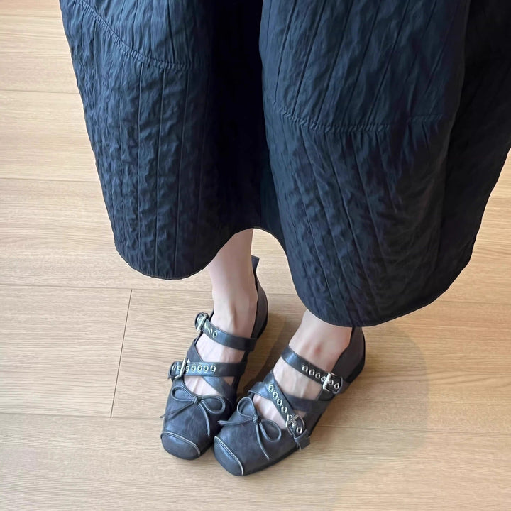 Damen Ballerinas mit dekorativem Riemendesign und raffinierter Faltengestaltung Drune