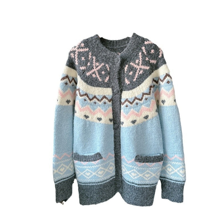Damen Strickjacke mit verspielt-ethnischem Muster und Taschen Drune