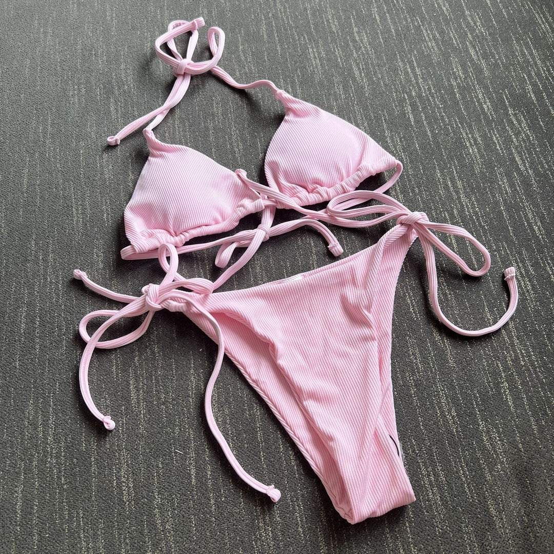 Damen Triangel-Bikini mit verstellbaren Bindebändern und feinem Rippendesign Drune