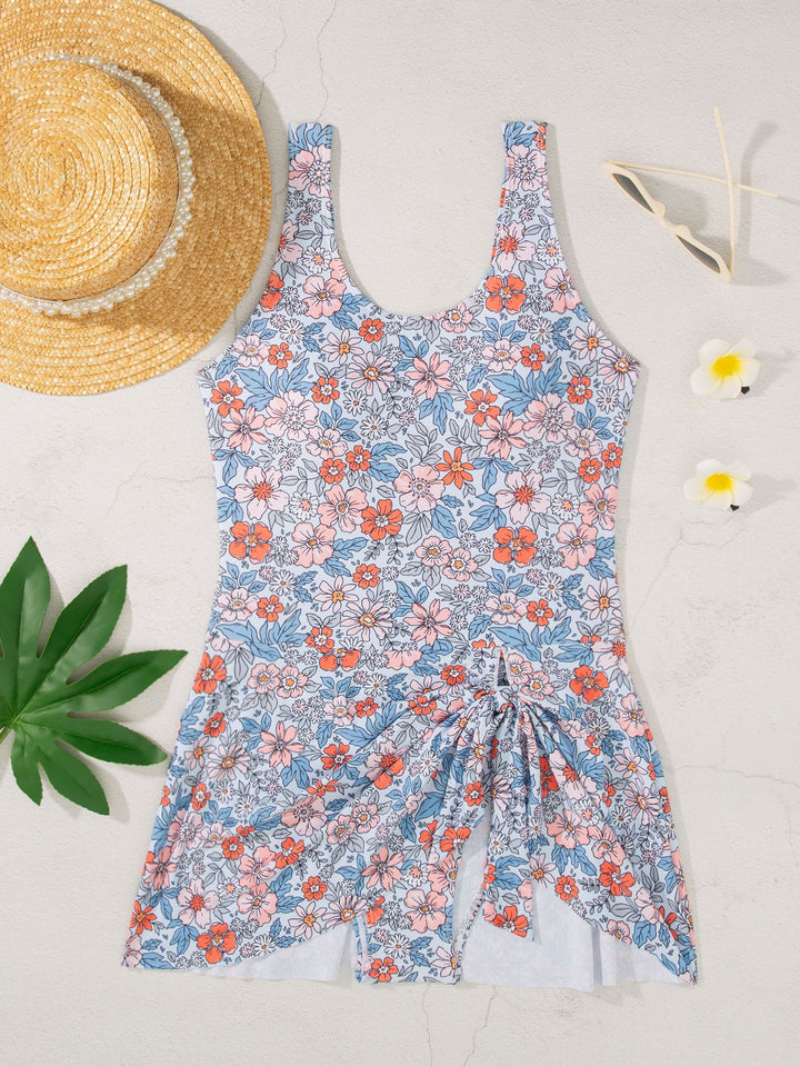 Damen Einteiliger Badeanzug mit verspieltem Rock und klassischen Punkten Drune