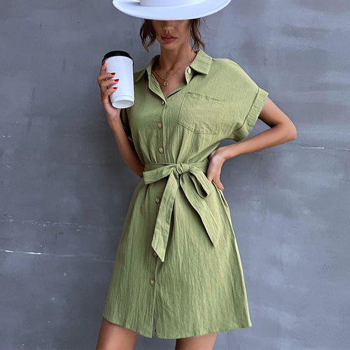 Damen Hemdblusenkleid mit taillierbarem Gürtel Drune