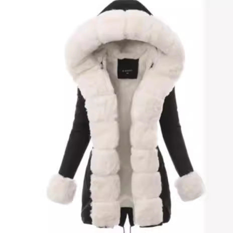 Damen Fleecejacke mit luxuriösem Kunstpelzkragen Drune