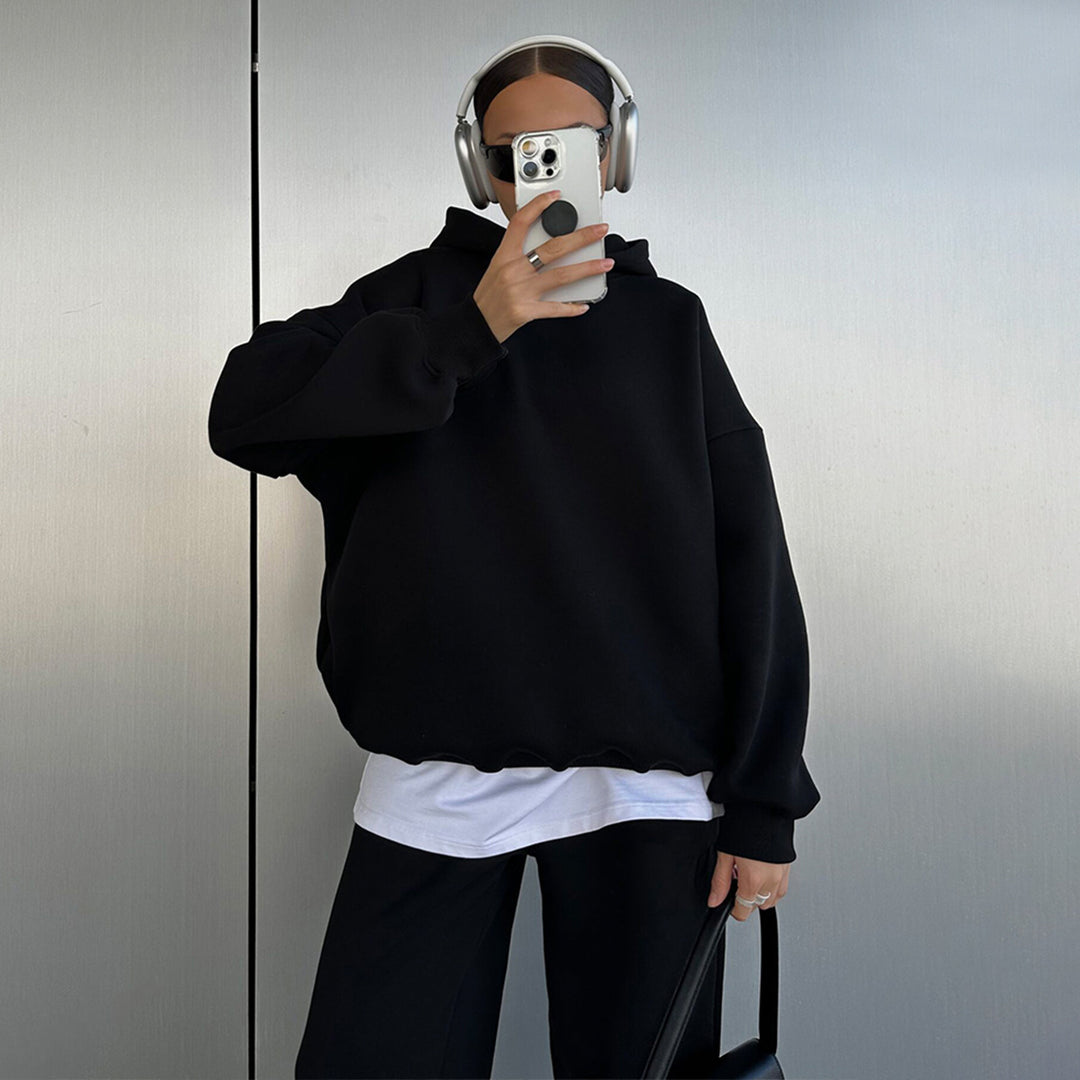 Damen Lässiges Sweatshirt- und Jogginghosen-Set mit Kapuze und elastischem Bund Drune
