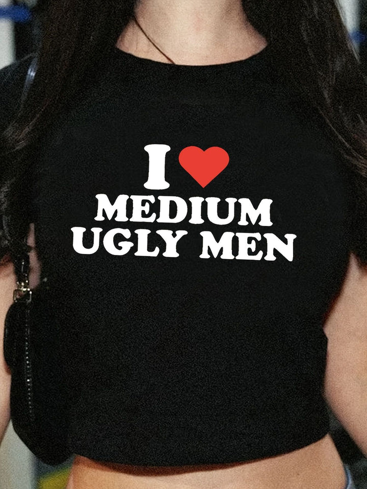 Damen Crop-T-Shirt mit inspirierendem Statementdruck Drune