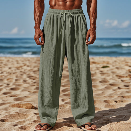 Herren lässige Strandhose mit elastischem Bund und seitlichen Eingrifftaschen Drune