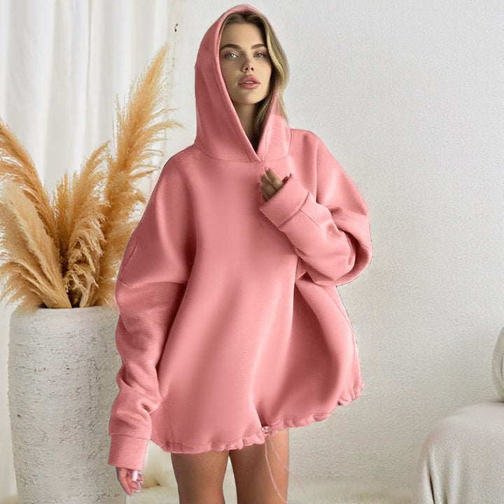Damen oversized Hoodie mit verstellbarem Bund und Kängurutasche Drune