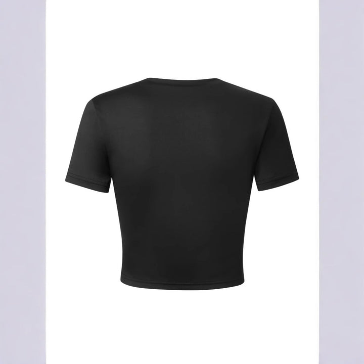 Damen Crop-Shirt mit inspirierendem Statementdruck Drune