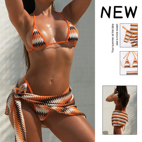 Damen Triangel-Bikini mit modernem Ethnomuster und verstellbaren Trägern Drune