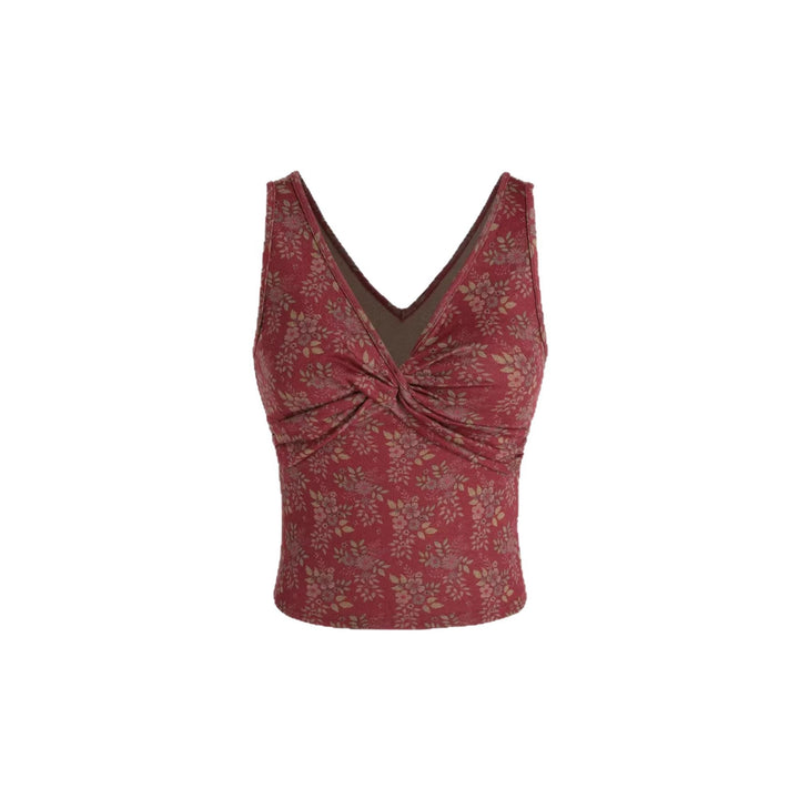 Damen Dekoratives Floral Top mit Raffungen Drune