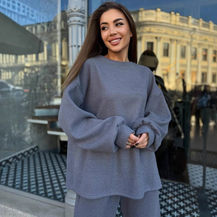 Damen Lässiges und gemütliches Fleece-Outfit mit weitem Schnitt Drune