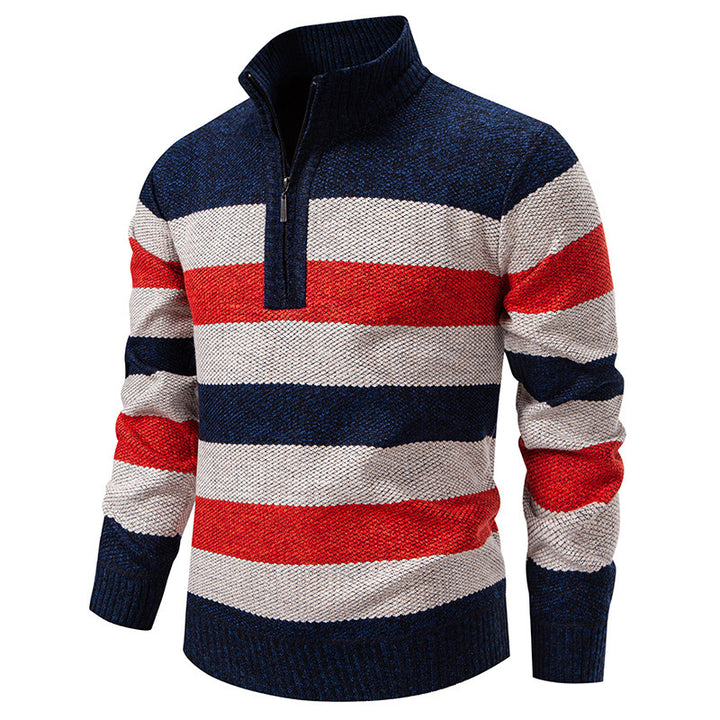 Herren lässiger Pullover mit modernem Stehkragen und Halbreißverschluss Drune