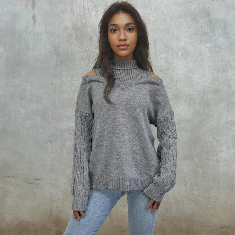 Damen Strickpullover mit schulterfreiem Design und modischem Oversized-Schnitt Drune