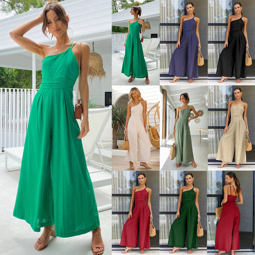 Damen Jumpsuit mit weitem Bein und schickem Spaghettiträger Drune