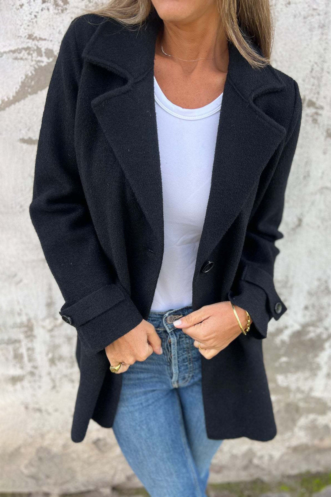 Drune | Lockerer Revers Falsche Taschen Strickjacke Mantel