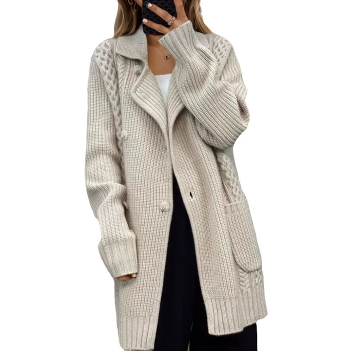 Damen Strickjacke mit taillierbarem Gürtel und strukturiertem Zopfmuster Drune
