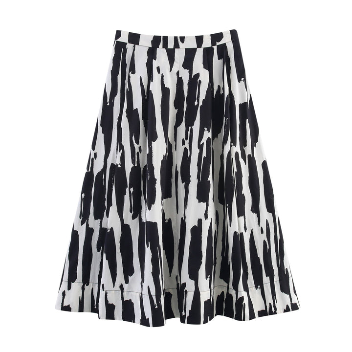 Damen A-Linie Midi-Rock mit stylischem abstraktem Druck Drune