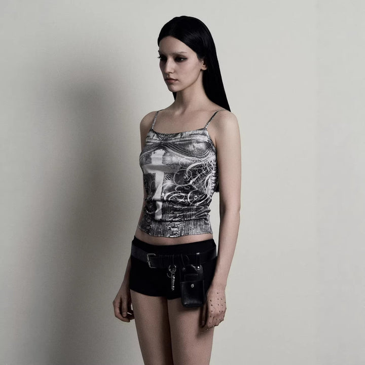 Damen Camisole-Top mit grafischem Druck und verführerischem Schnitt Drune
