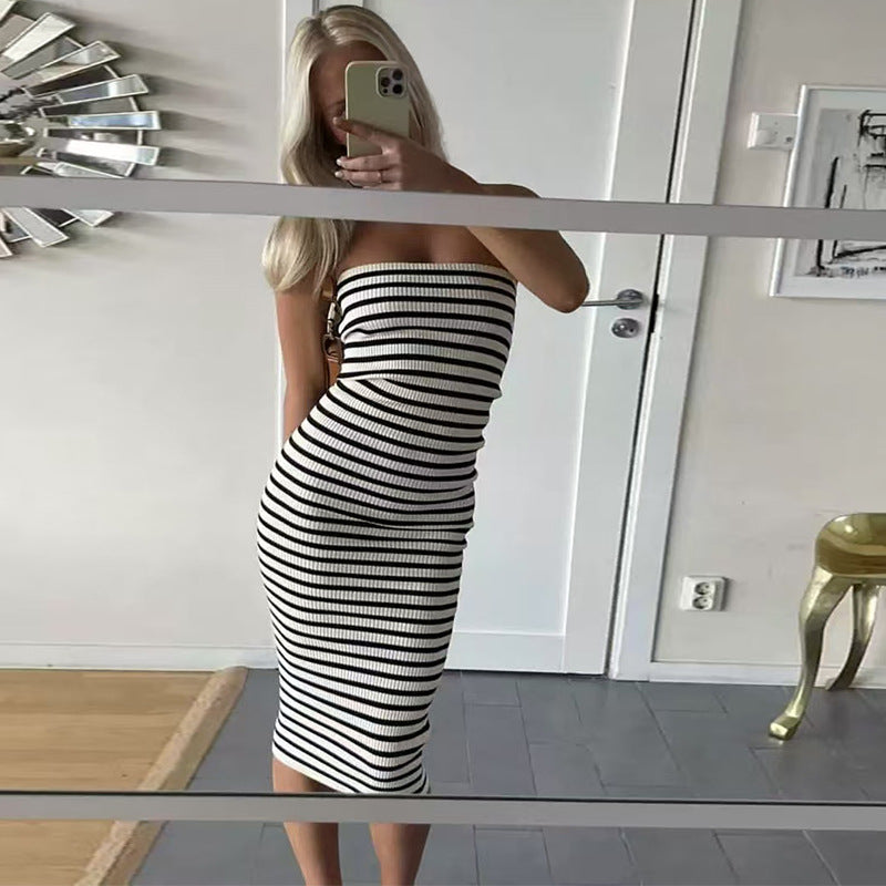 Damen Langstrickkleid mit schmalem Schnitt und gerafftem Oberteil Drune