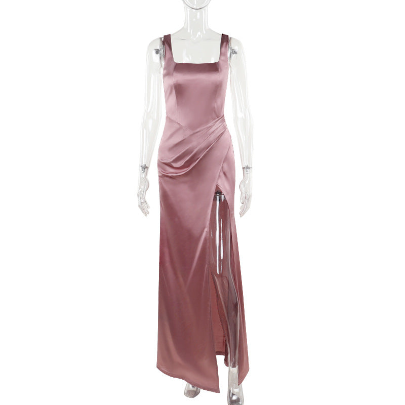 Damen Elegantes Wickelkleid mit hochgeschlossenem Design und seitlichem Schlitz Drune