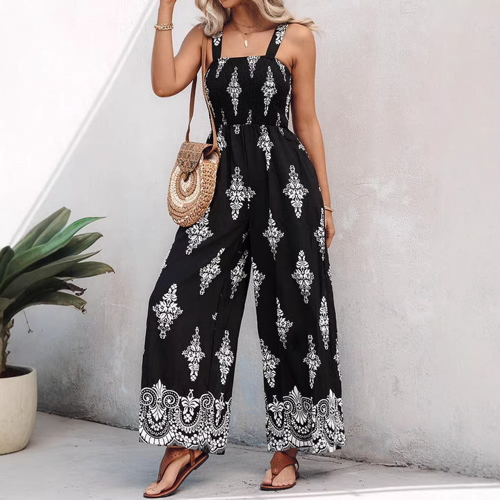 Damen Weitbeiniger Jumpsuit mit elastischem Oberteil und praktischen Taschen Drune