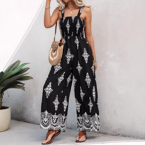 Damen Weitbeiniger Jumpsuit mit elastischem Oberteil und praktischen Taschen Drune