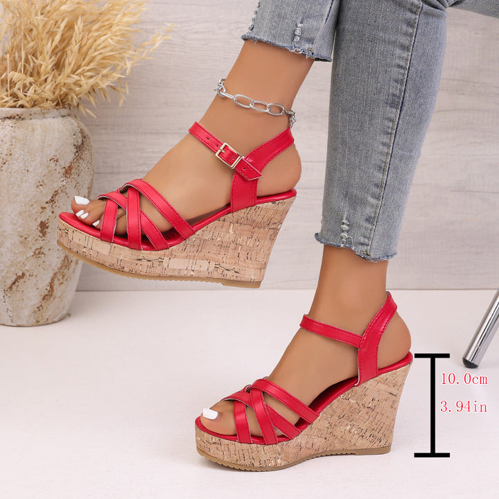 Damen Wedge-Sandalen mit modischem Riemen-Design und komfortabler Korksohle Drune