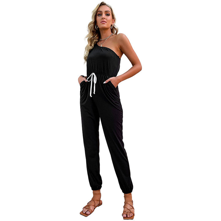 Damen lässiger Jumpsuit mit verstellbaren Trägern und elastischem Bündchen Drune