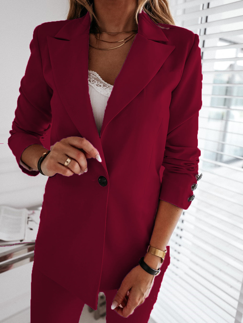 Damen Zweiteiliges Blazer Set aus hochqualitativem Gewebe Drune