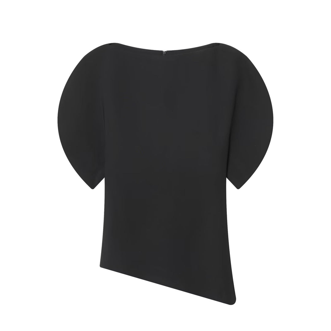 Damen asymmetrisches Oberteil mit innovativen Volantärmeln Drune