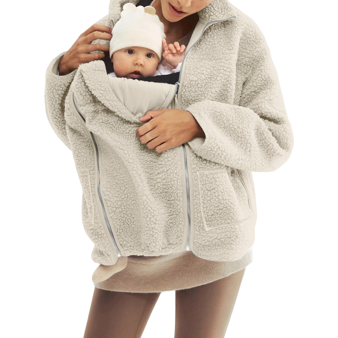 Damen nan oversized Teddyfleece Jacke mit Stehkragen und durchgehendem Reißverschluss Drune