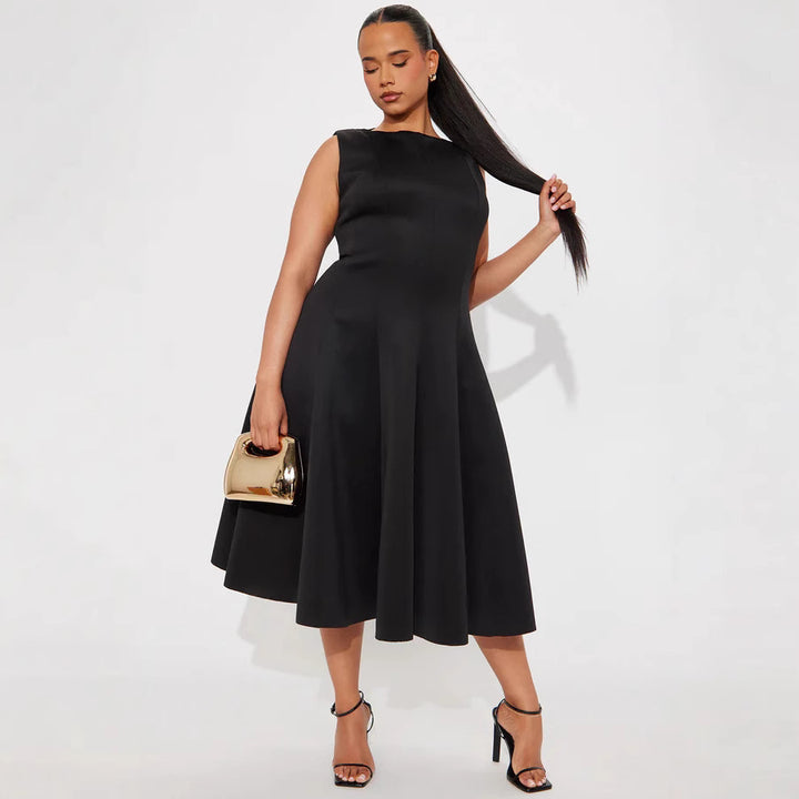 Damen Elegantes zeitloses Cocktailkleid mit schwingendem Rock und minimalistischer Silhouette Drune
