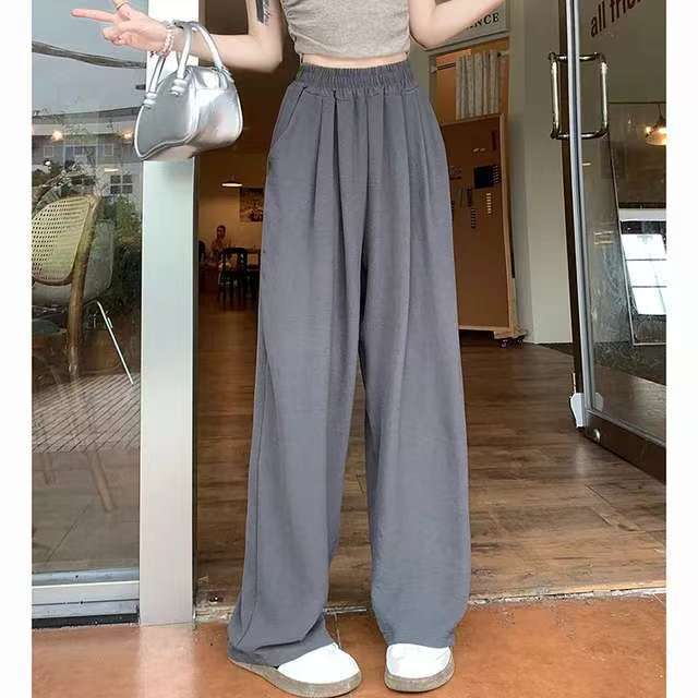 Damen Weite Leinenhose mit elastischem Bund und praktischen Taschen Drune