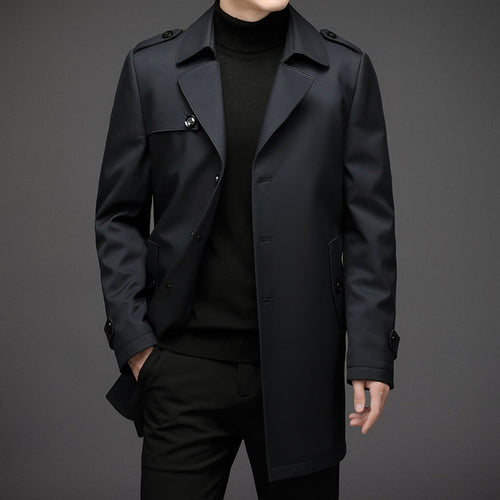 Drune | Windbreaker taillierte Passform mittellang abnehmbare Daunenjacken Innenjacke wind- und wasserabweisend klassischer Reverskragen
