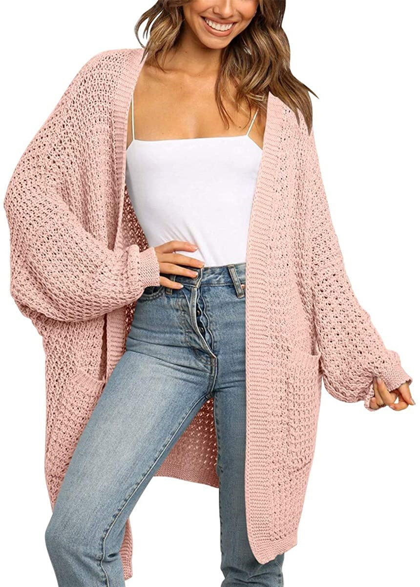 Damen Grobstrick Cardigan mit offenen Fronten und praktischen Taschen Drune