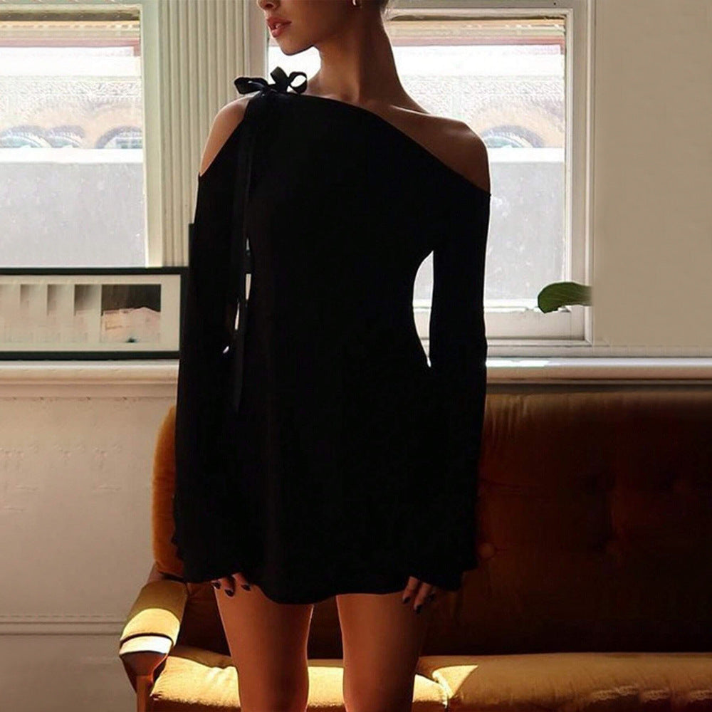 Damen Minikleid mit schulterfreiem Design und elegantem Rüschendetail Drune