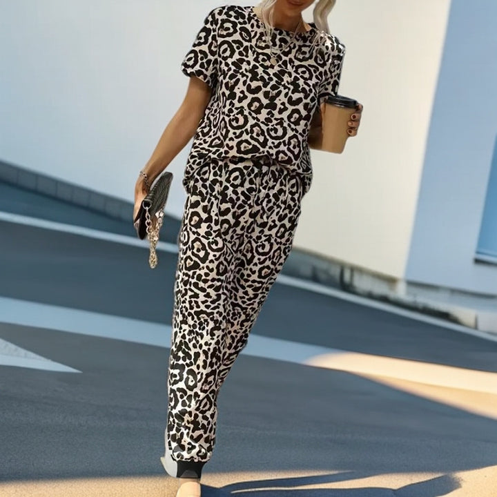 Damen Komfortables Lounge-Set mit Leopardenmuster Drune
