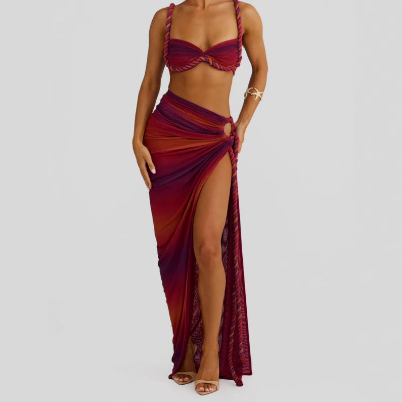 Damen Bikiniset mit elegantem Wickeltuch und kunstvollen Schnürdetails Drune