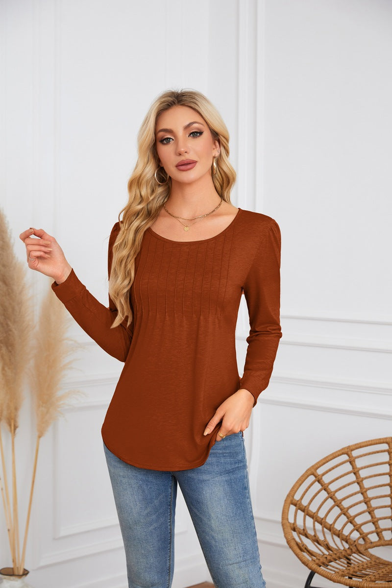 Damen elegante und bequeme Bluse mit Rippenstruktur Drune