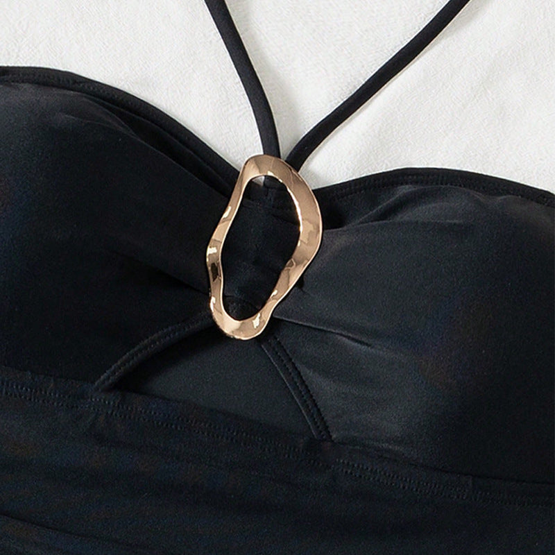 Damen eleganter Badeanzug mit Raffungen und modischem Cut-Out Drune