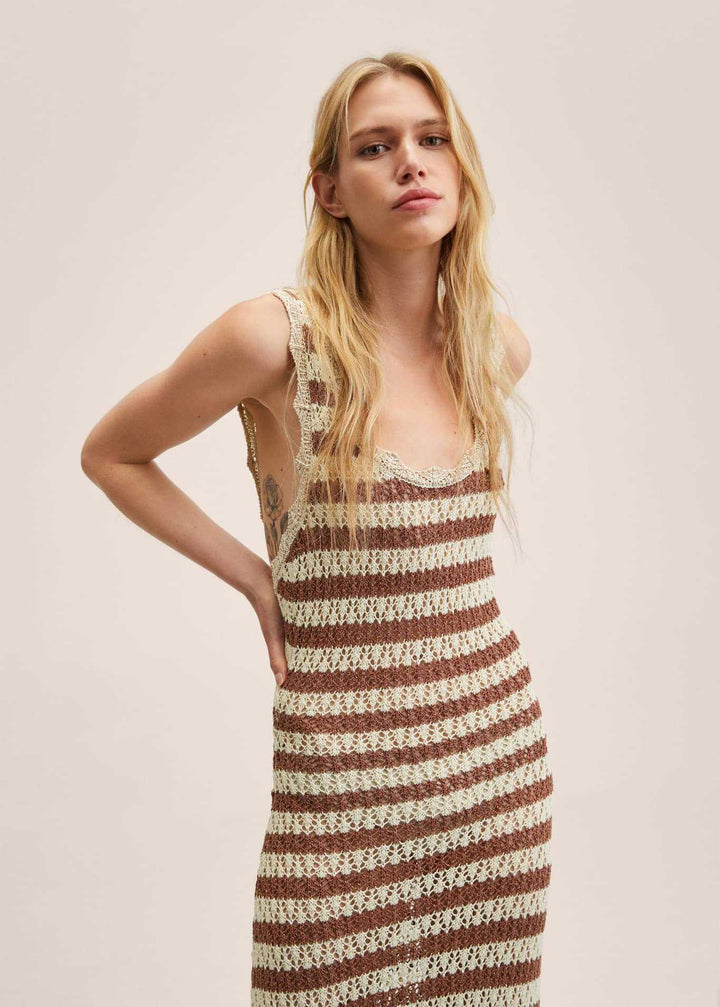 Damen Maxikleid mit gehäkeltem Muster Drune