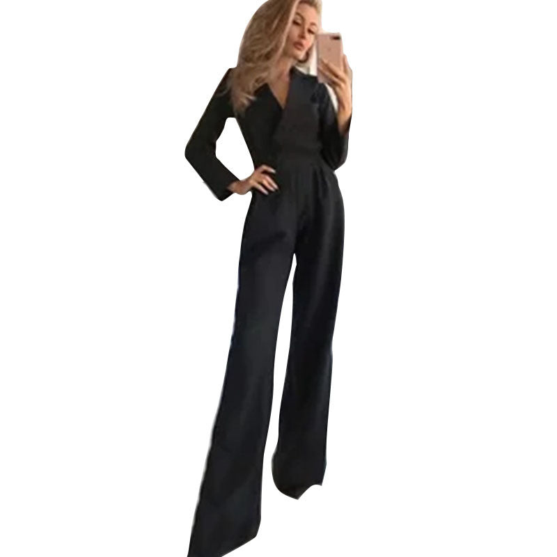 Damen Jumpsuit mit elegantem, figurbetontem Schnitt und weitem Bein Drune