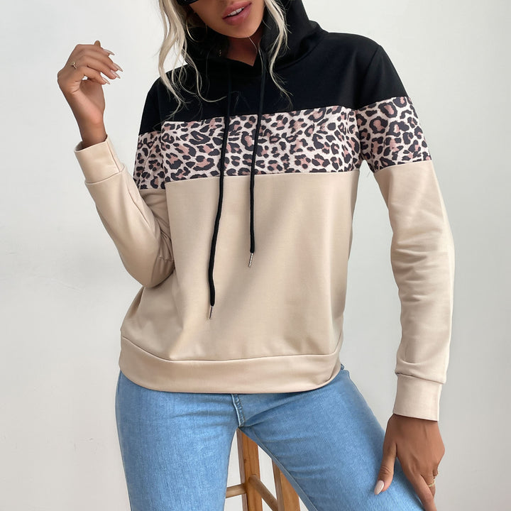 Damen Kapuzenpullover mit modischem Leoparden-Muster und sportlicher Passform Drune