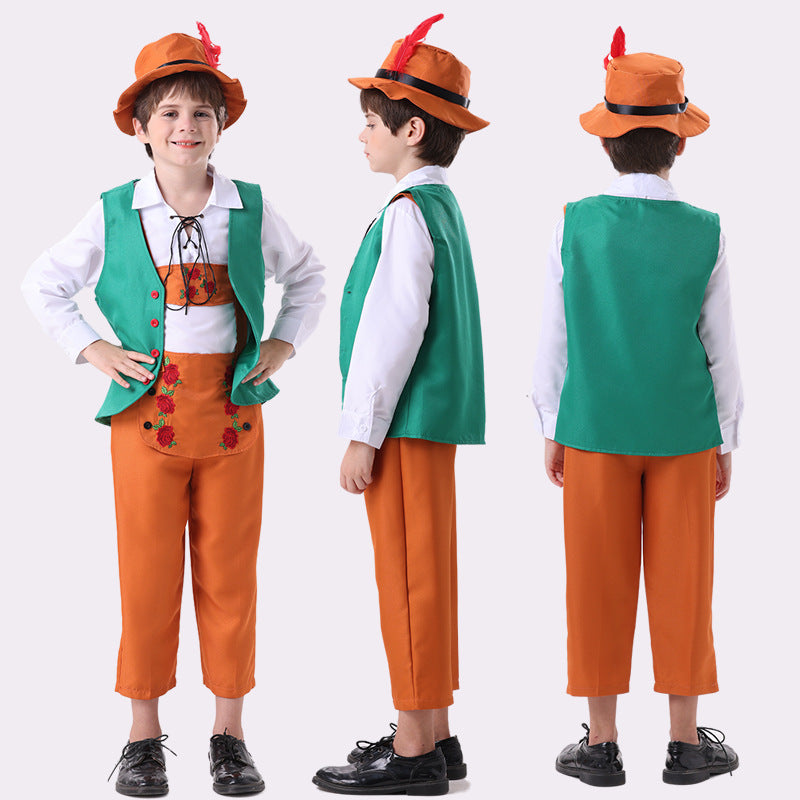 Damen nan folkloristisches Kinderdirndl mit geschnürtem Mieder und bestickter Schürze Drune