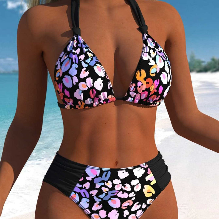 Damen Wickel-Bikini-Set mit floralem Design und hohem Bund Drune