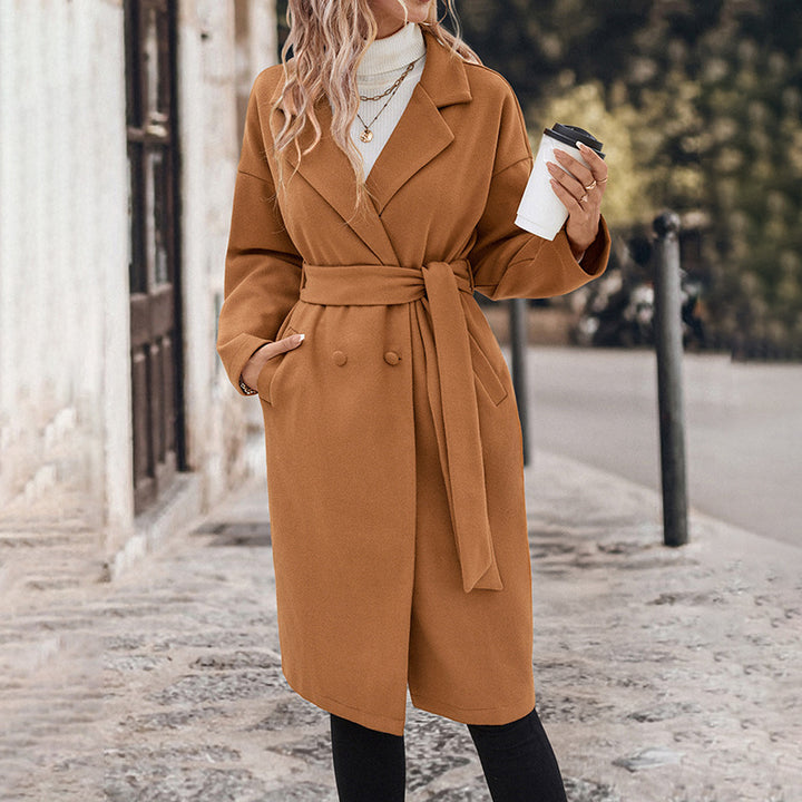Damen eleganter Trenchcoat mit taillierbarem Gürtel und modernem Schnitt Drune