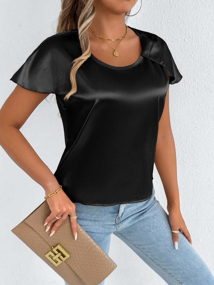 Damen Satinbluse mit eleganten Wellenästen Drune