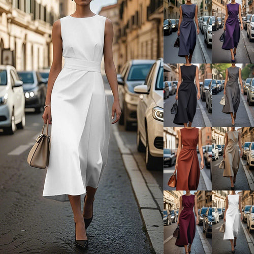 Damen Elegantes Kleid mit hohem Schlitz und tailliertem Schnitt Drune